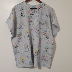 SB Medical Bees Cartoon Print Scrub Top Size 28.5" Across Chest V-Neck Pockets